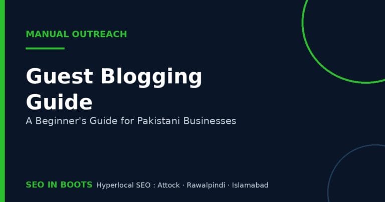 Guest blogging Pakistan guide featured image for Pakistani businesses, SEO In Boots